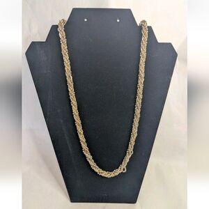 Estate Necklace Gold Tone Chain With Silver Ball Chain Twisted 14"